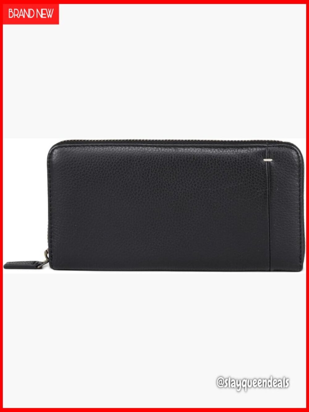 Large Genuine Leather Wallet RFID Blocking Zip Around Closure